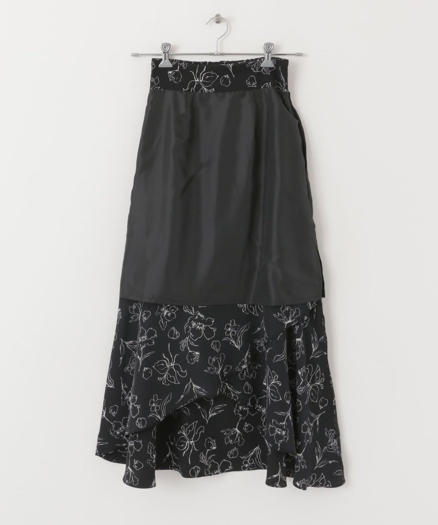 花卉印花荷葉邊半身裙