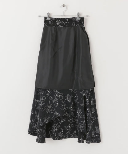 花卉印花荷葉邊半身裙