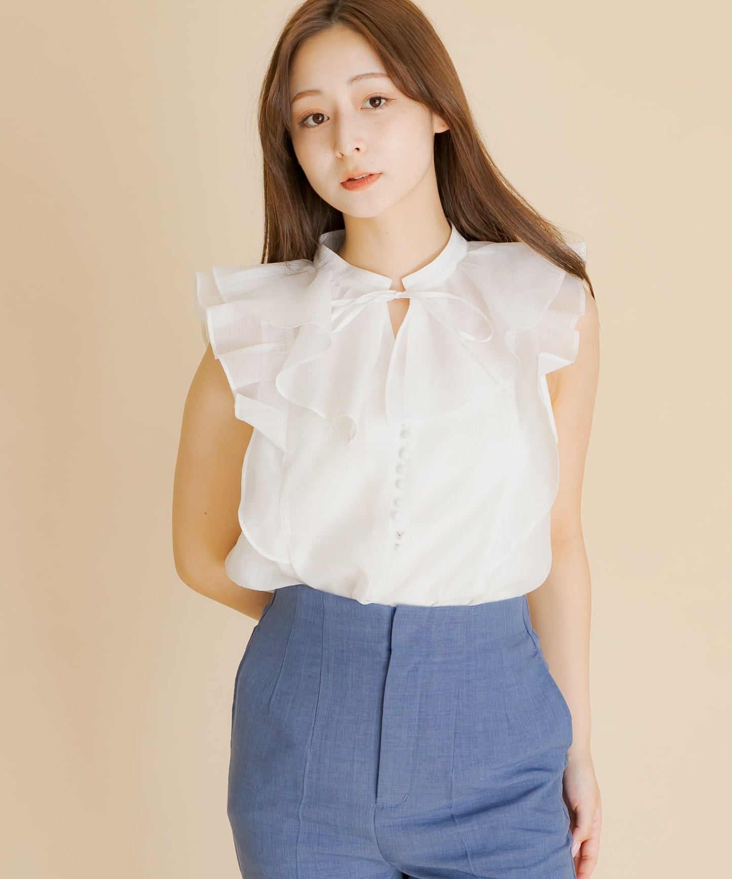 薄紗荷葉邊襯衫