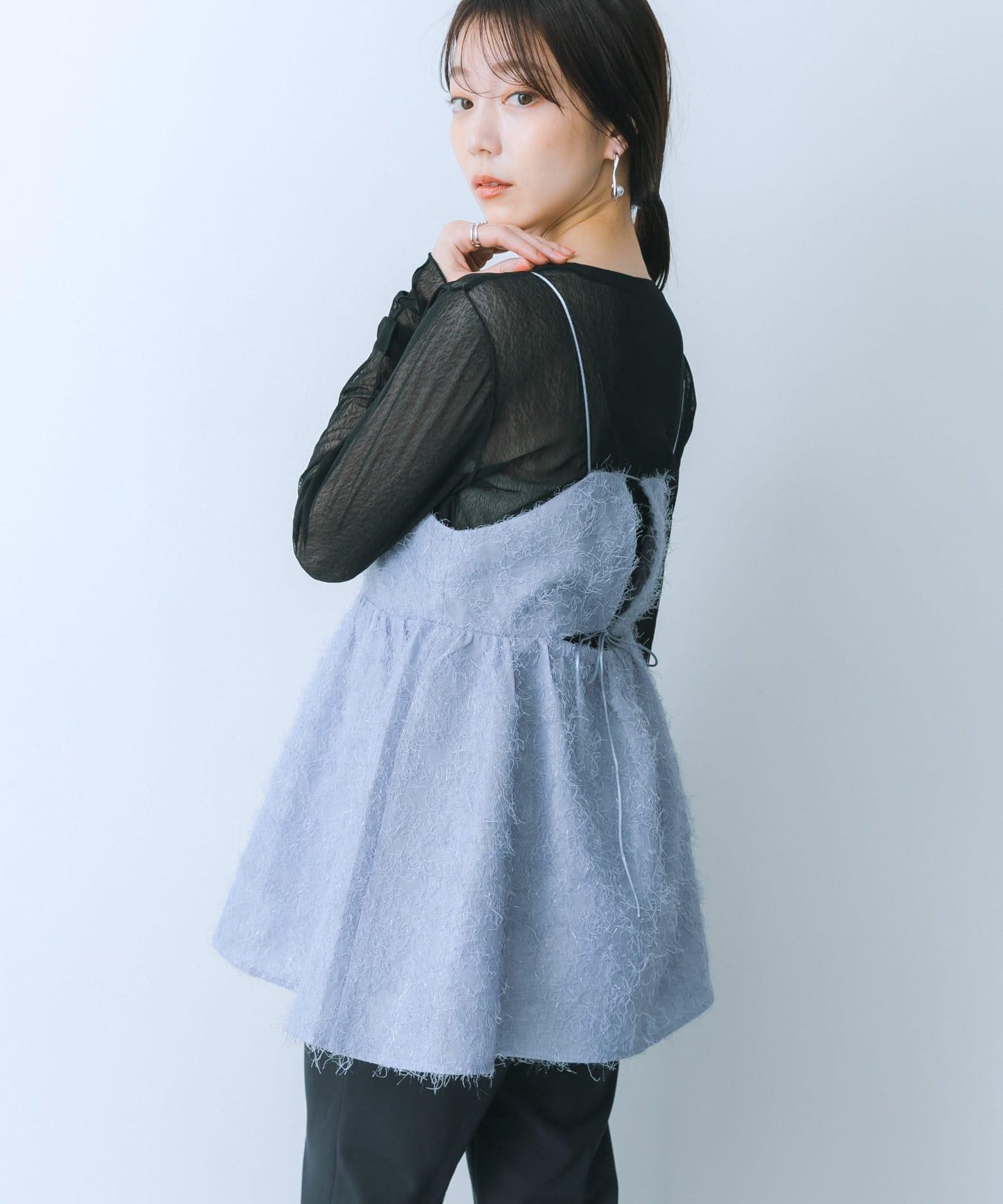 提花流蘇吊帶上衣