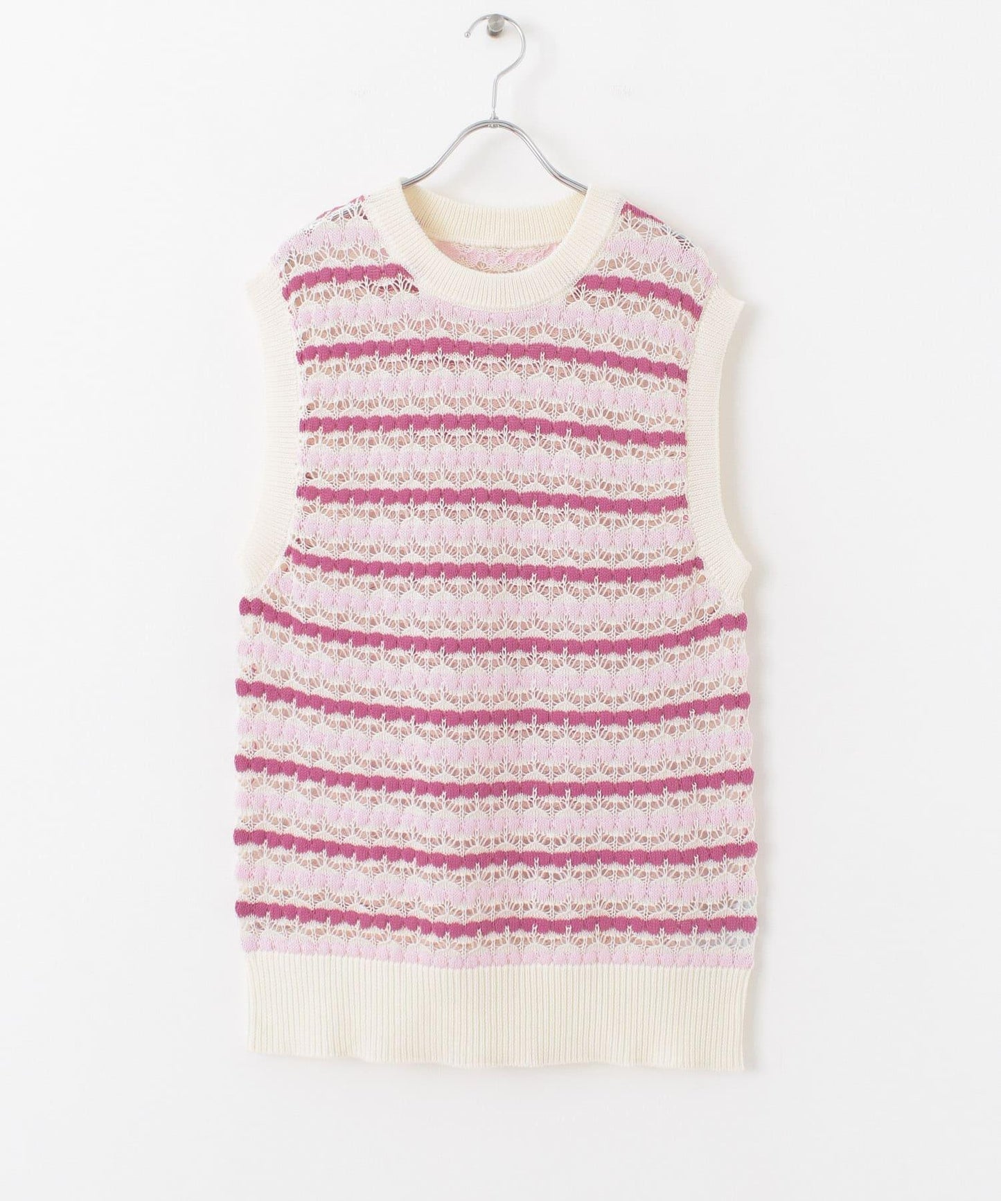 彩色鏤空針織背心