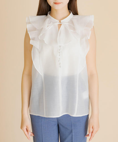 薄紗荷葉邊襯衫