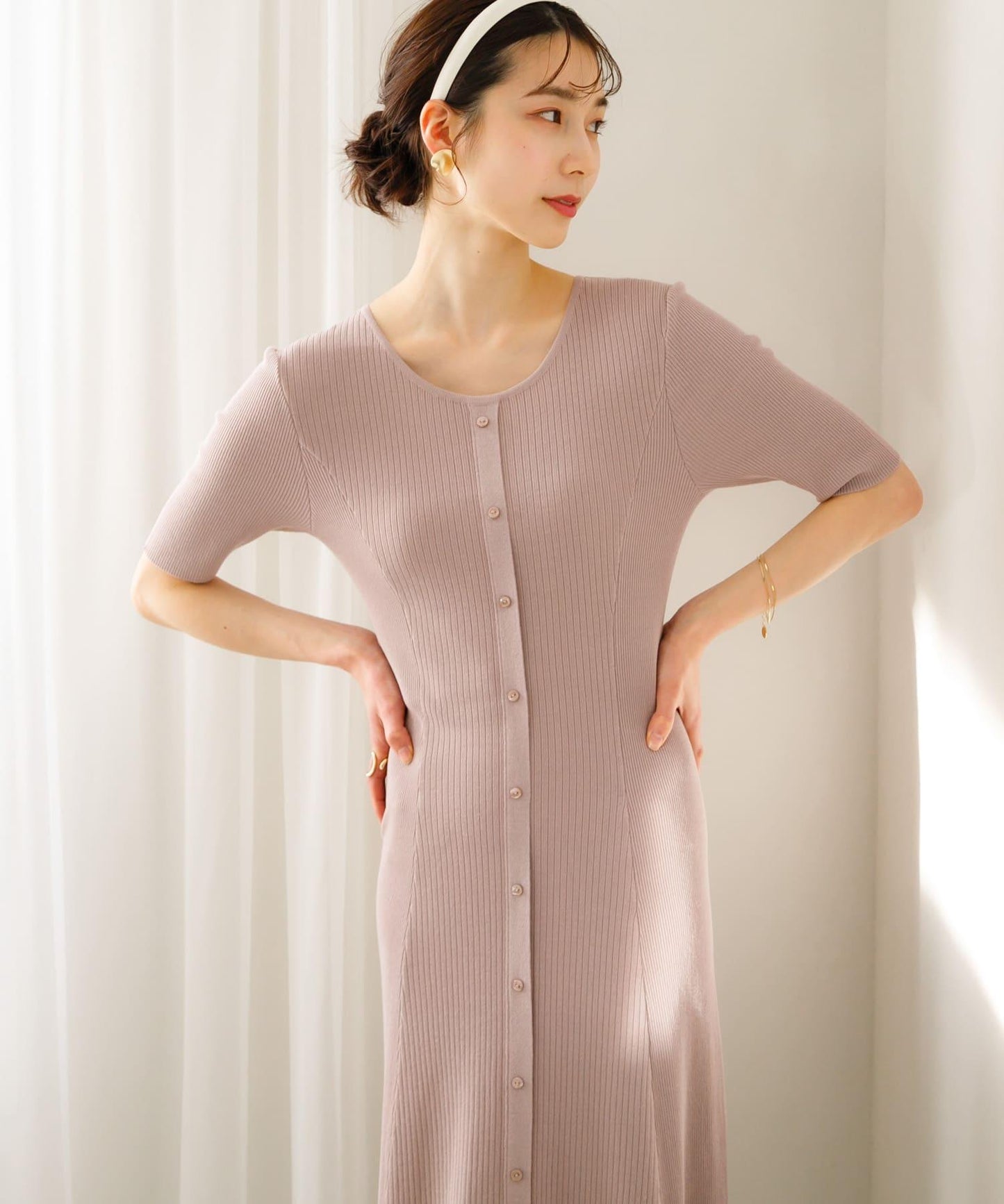 羅紋設計針織連衣裙