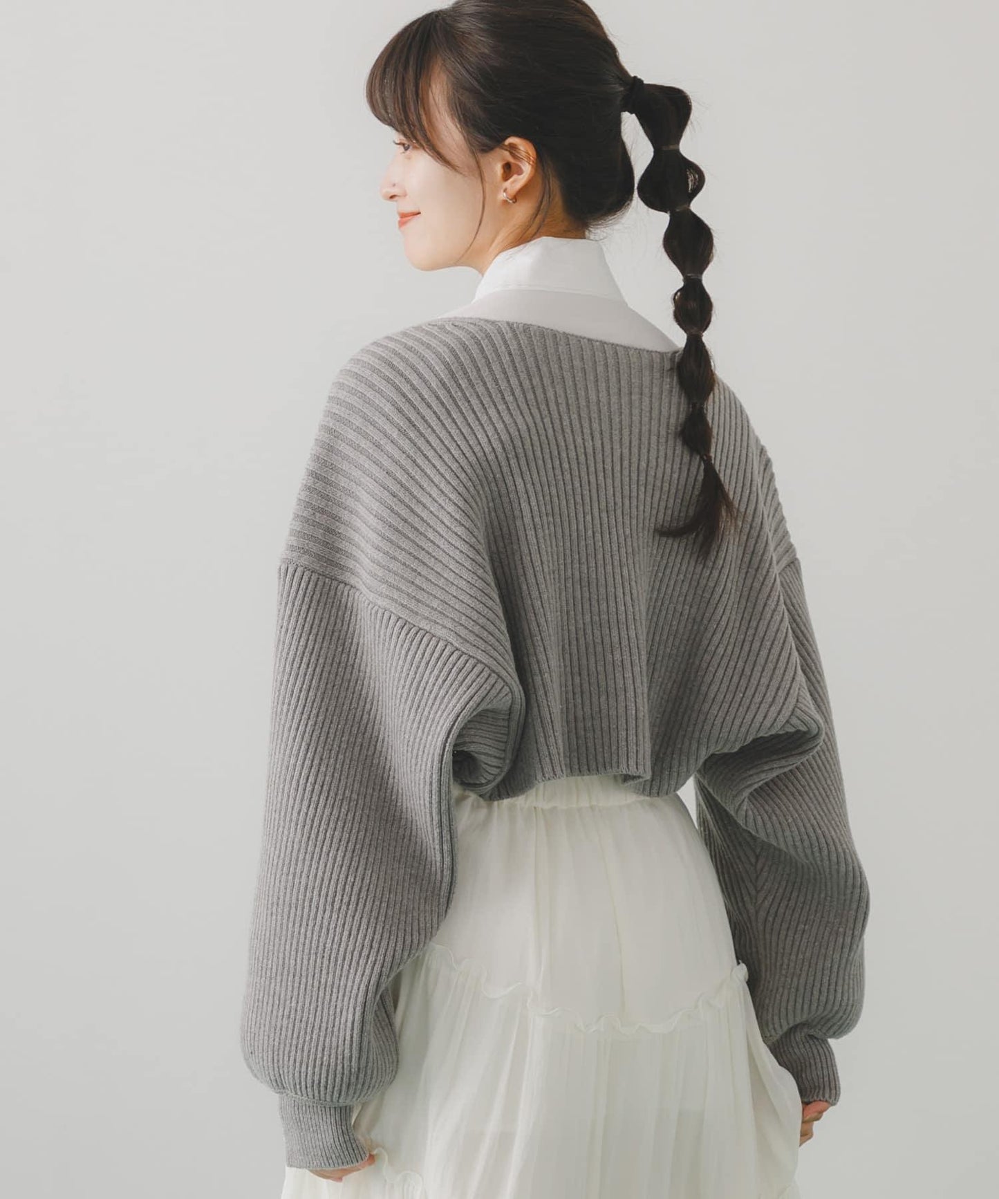 羅紋針織開衫披肩