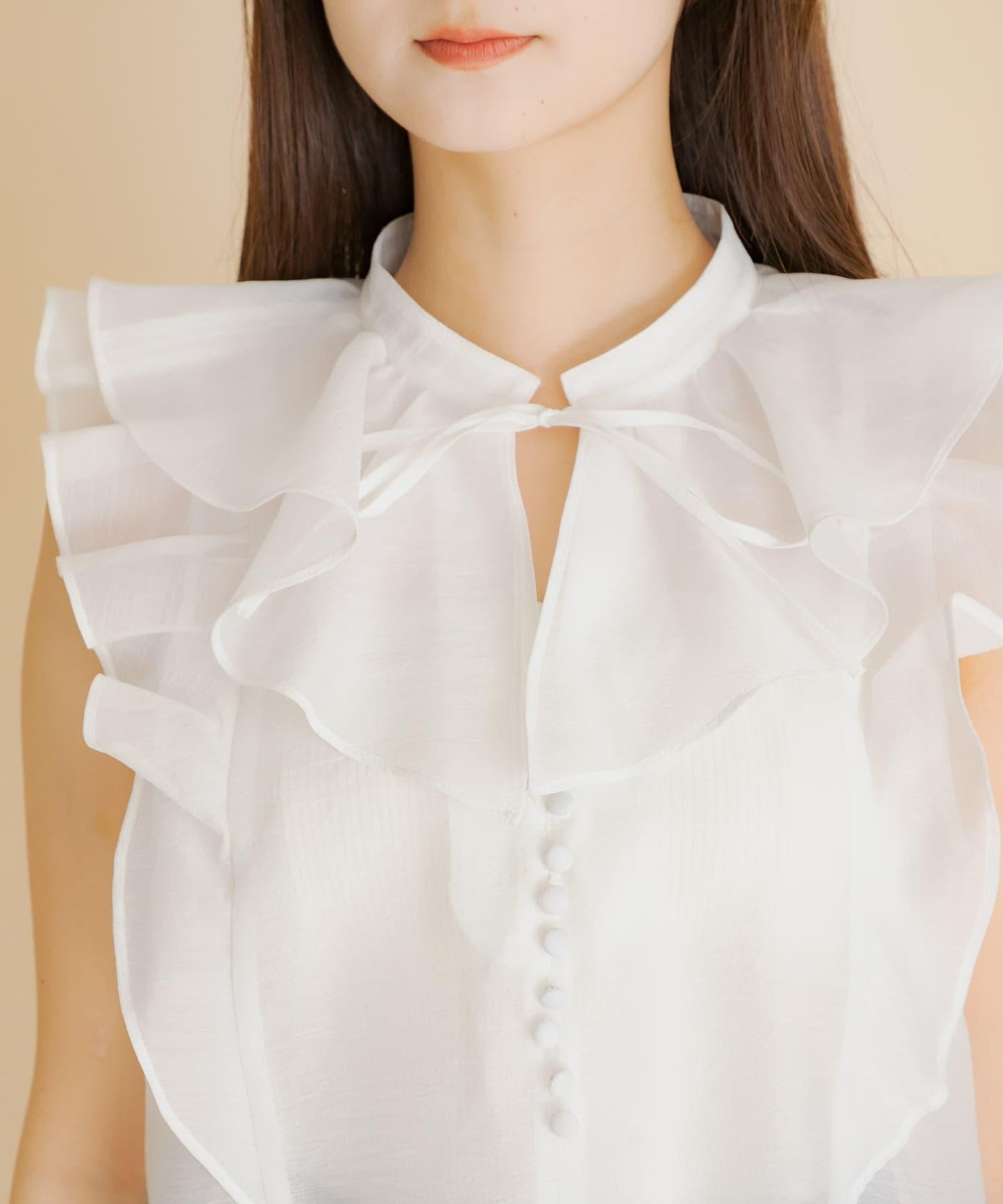 薄紗荷葉邊襯衫