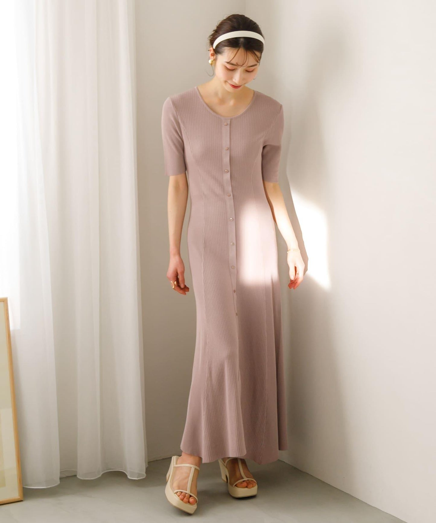 羅紋設計針織連衣裙