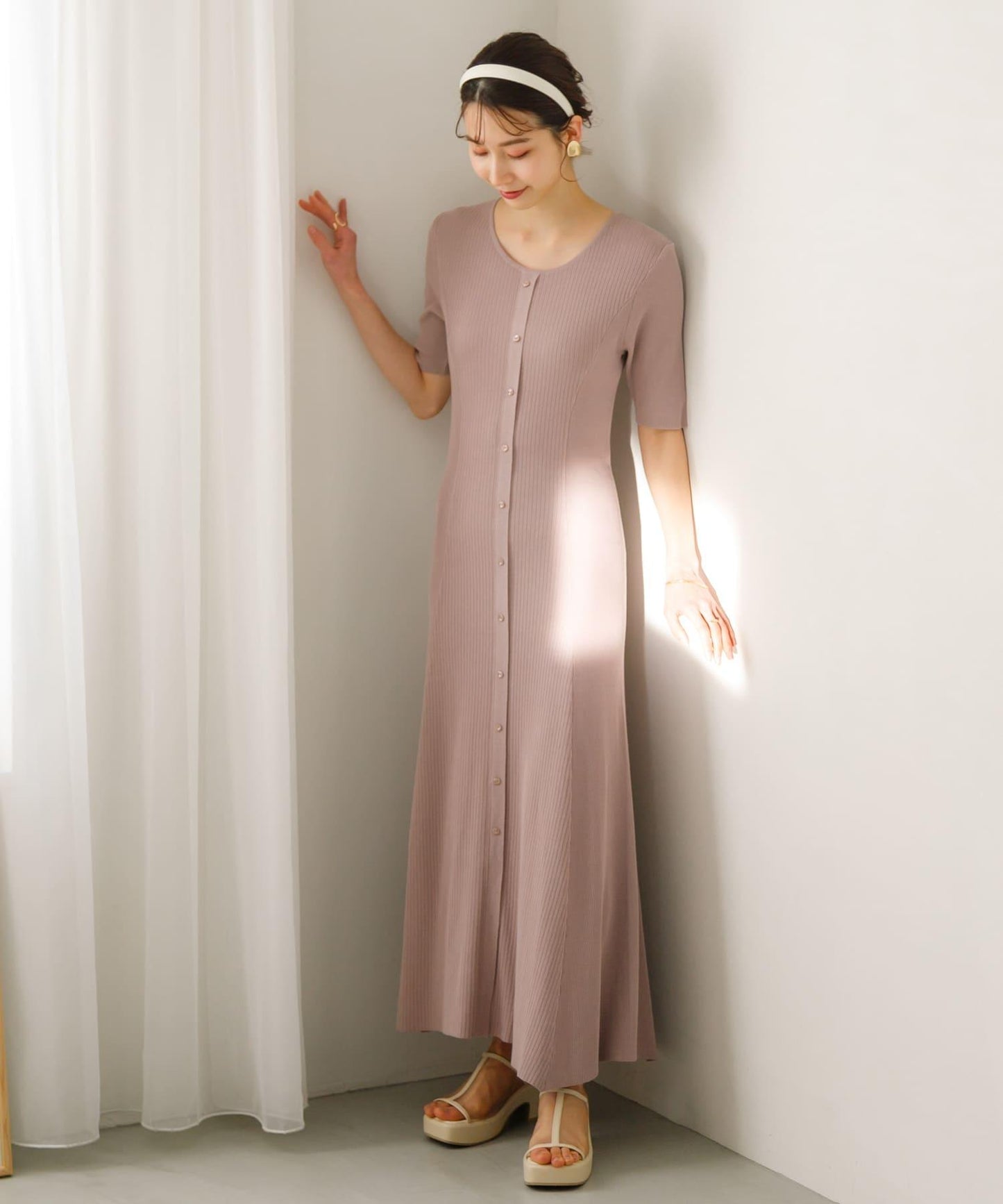 羅紋設計針織連衣裙