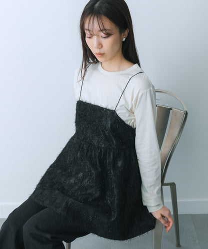 提花流蘇吊帶上衣