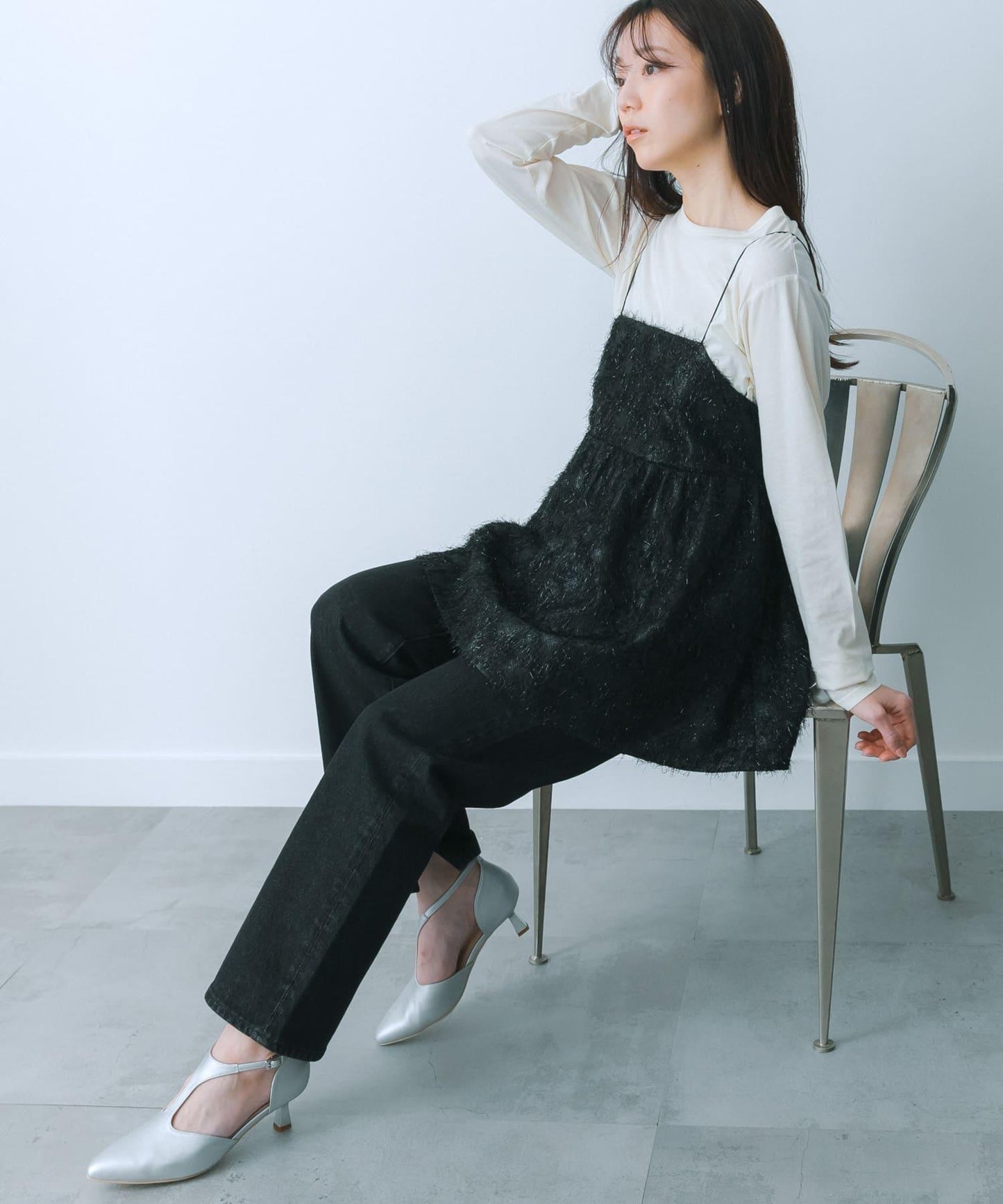 提花流蘇吊帶上衣