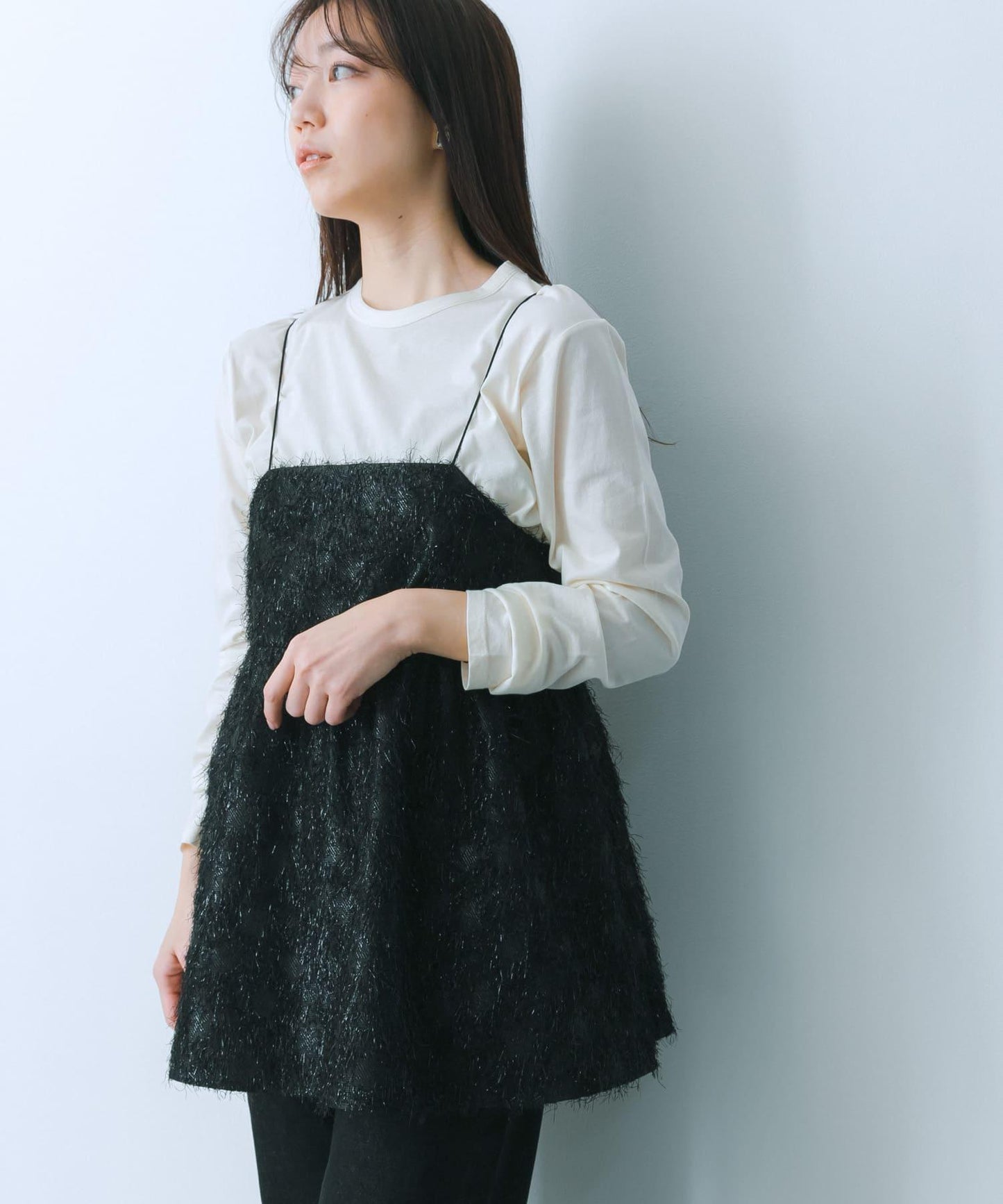 提花流蘇吊帶上衣