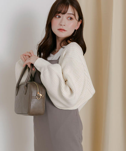 羅紋針織開衫披肩