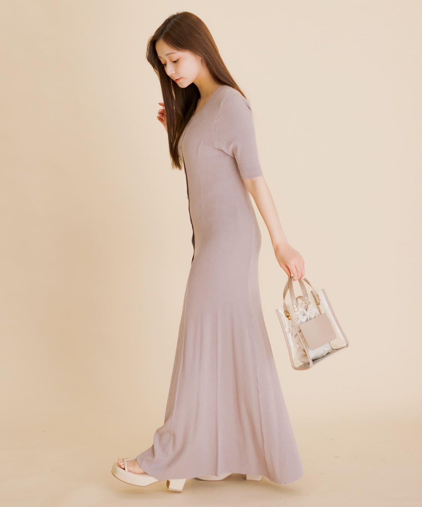 羅紋設計針織連衣裙