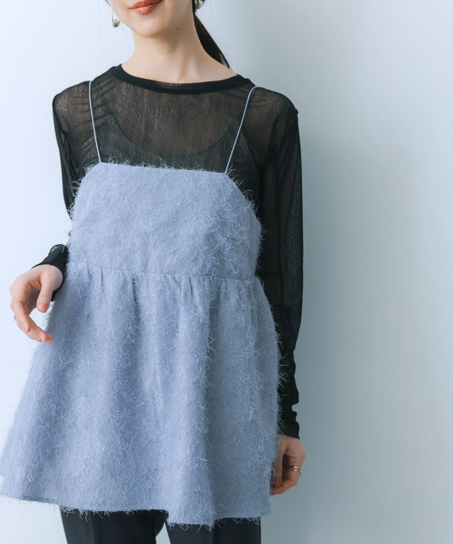 提花流蘇吊帶上衣