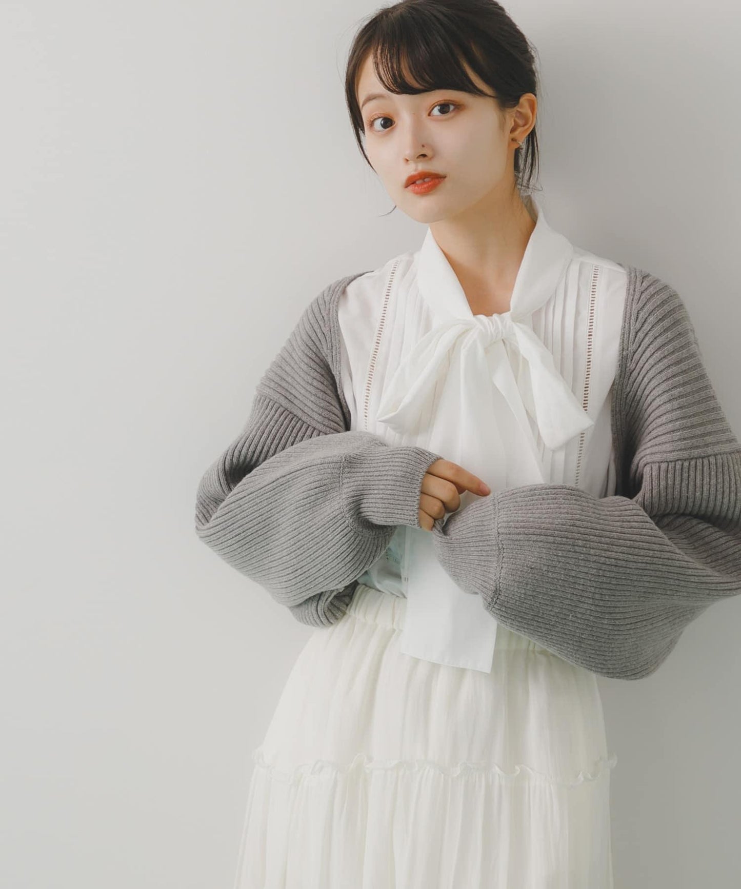 羅紋針織開衫披肩