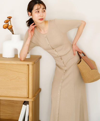 羅紋設計針織連衣裙