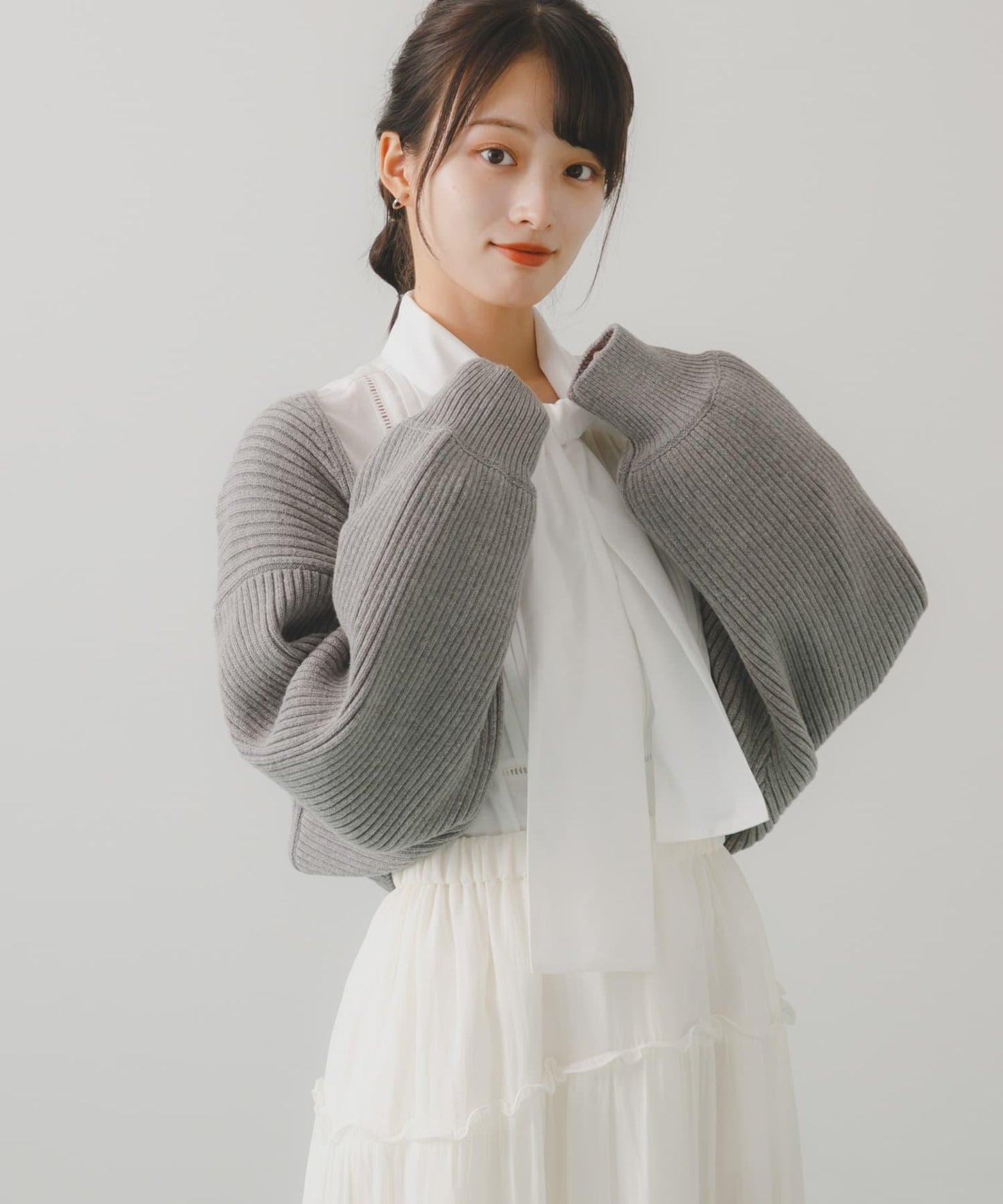 羅紋針織開衫披肩