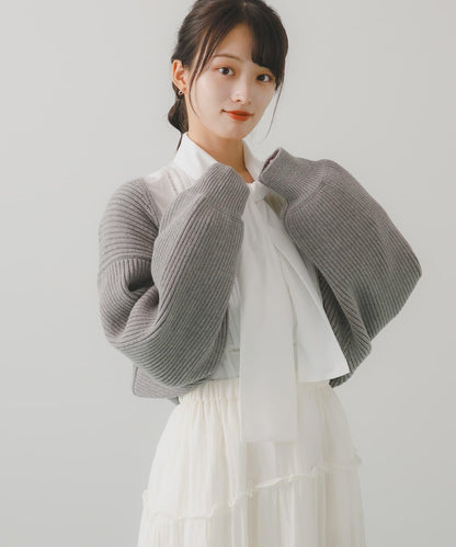 羅紋針織開衫披肩