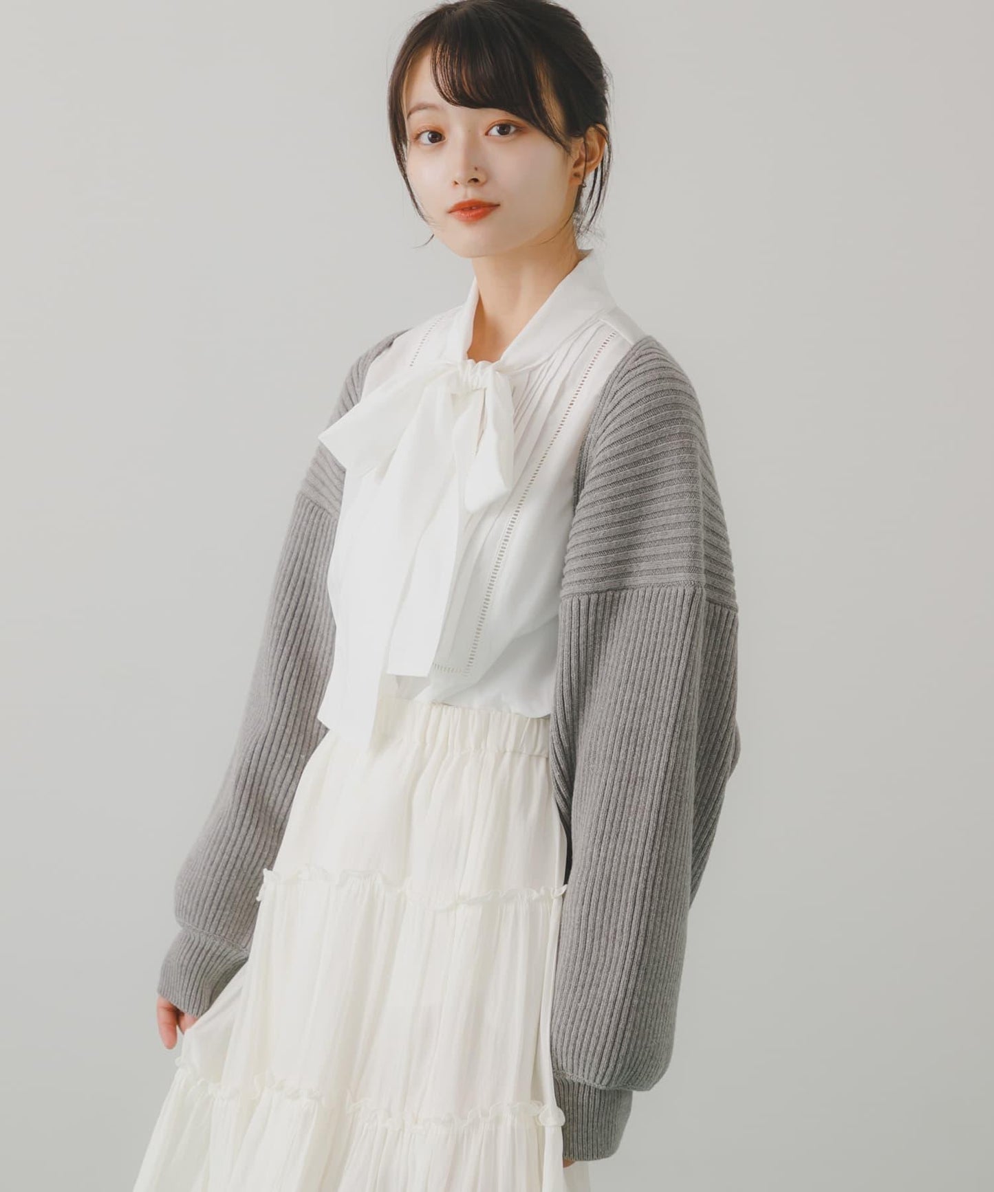 羅紋針織開衫披肩