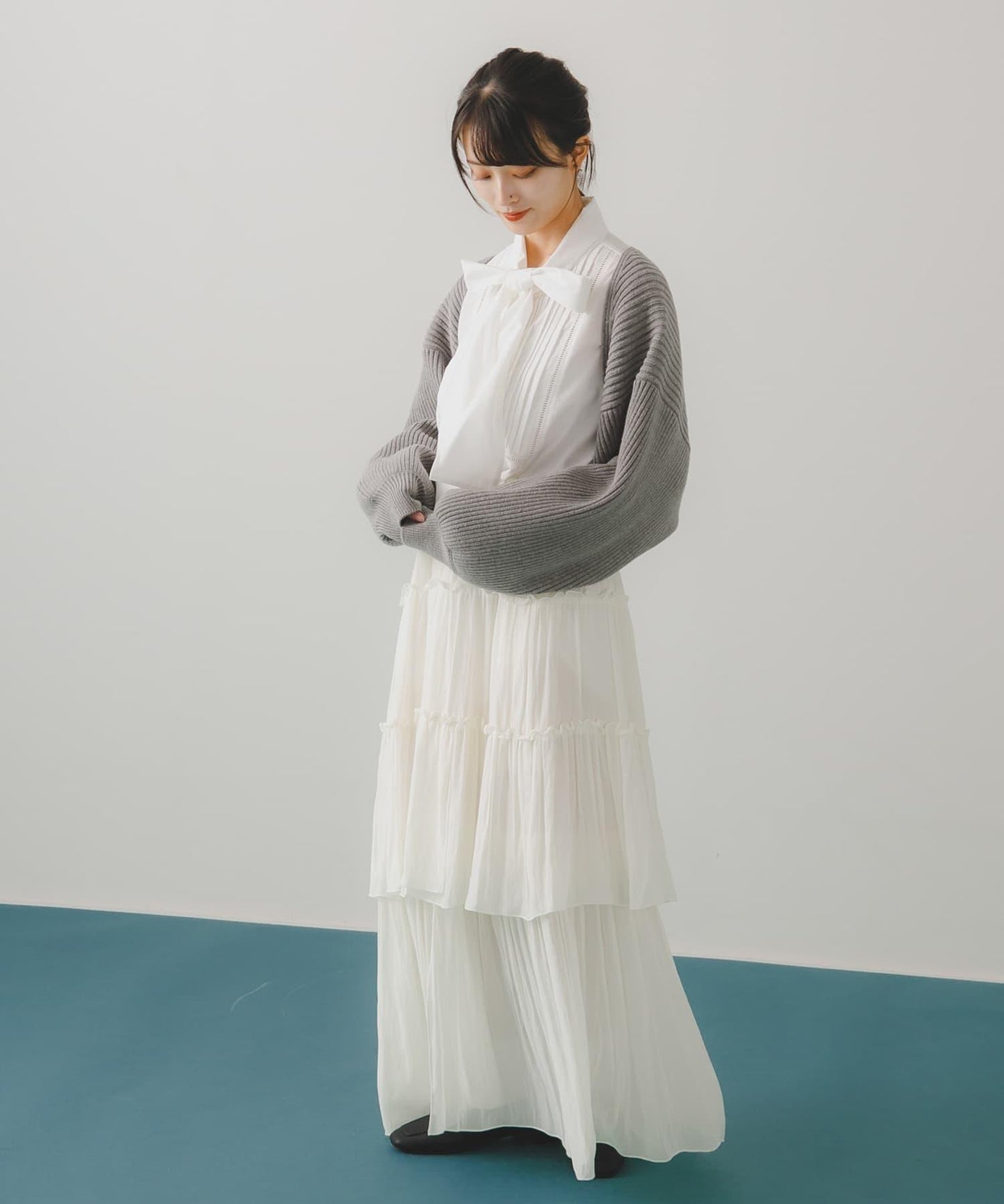 羅紋針織開衫披肩