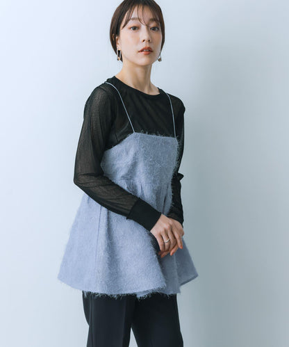 提花流蘇吊帶上衣