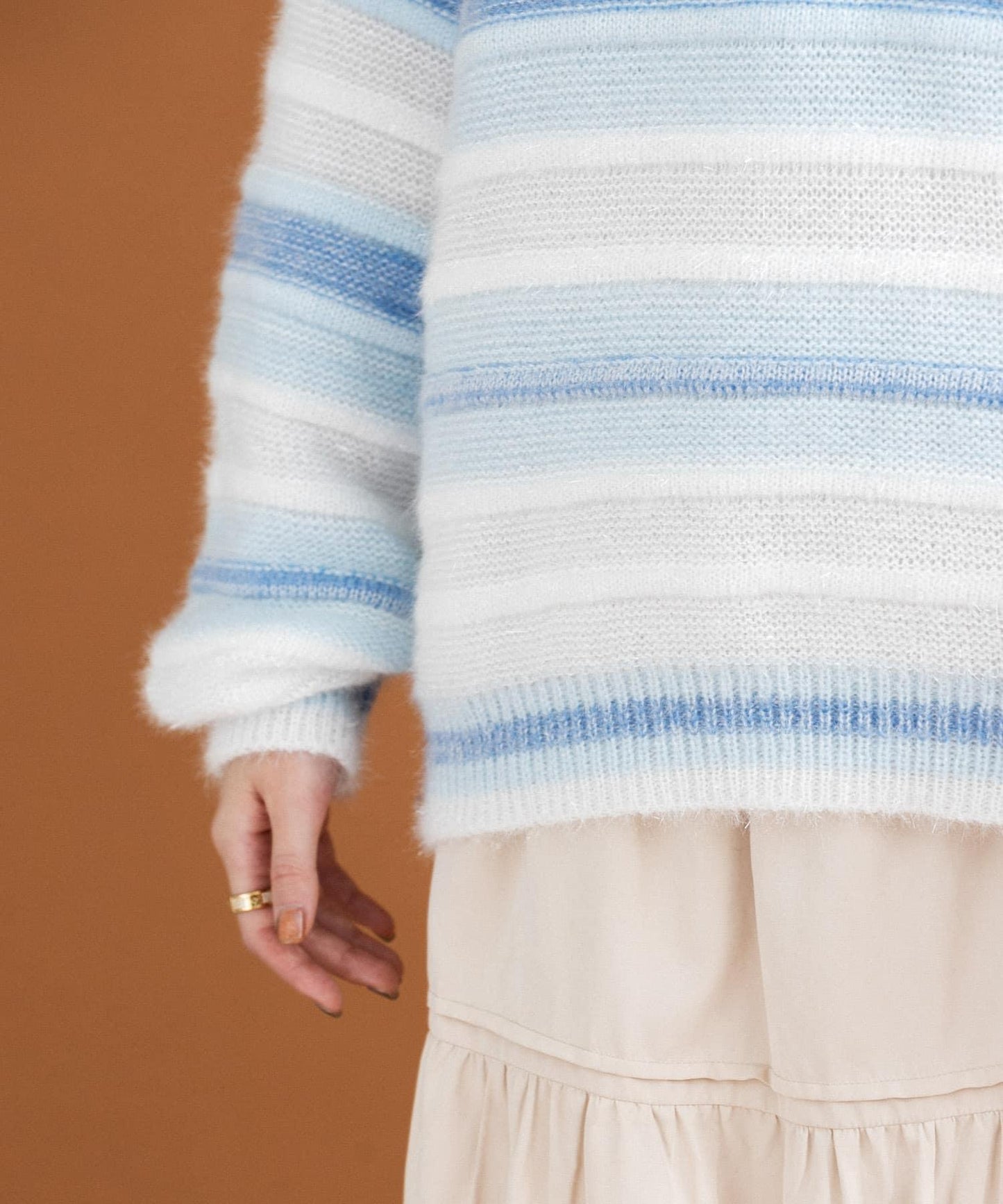 亮片條紋針織上衣