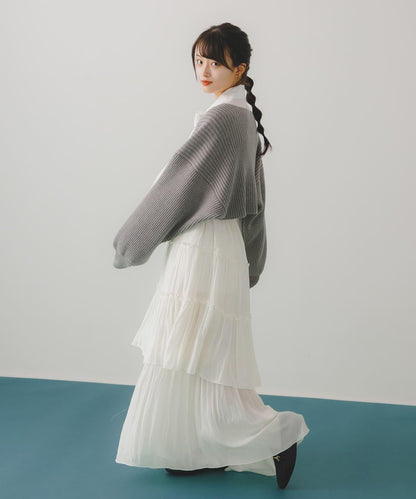 羅紋針織開衫披肩