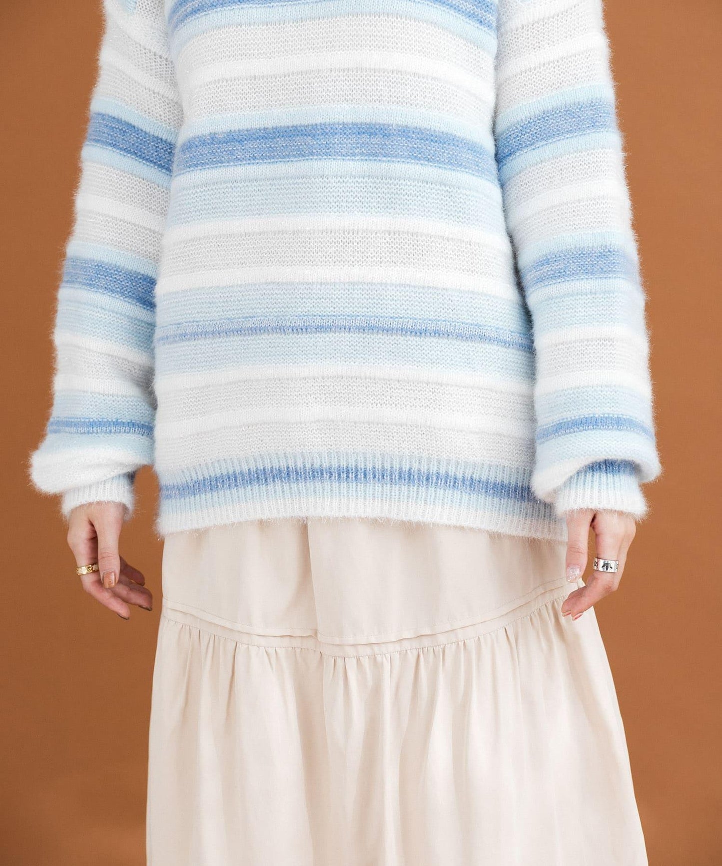 亮片條紋針織上衣