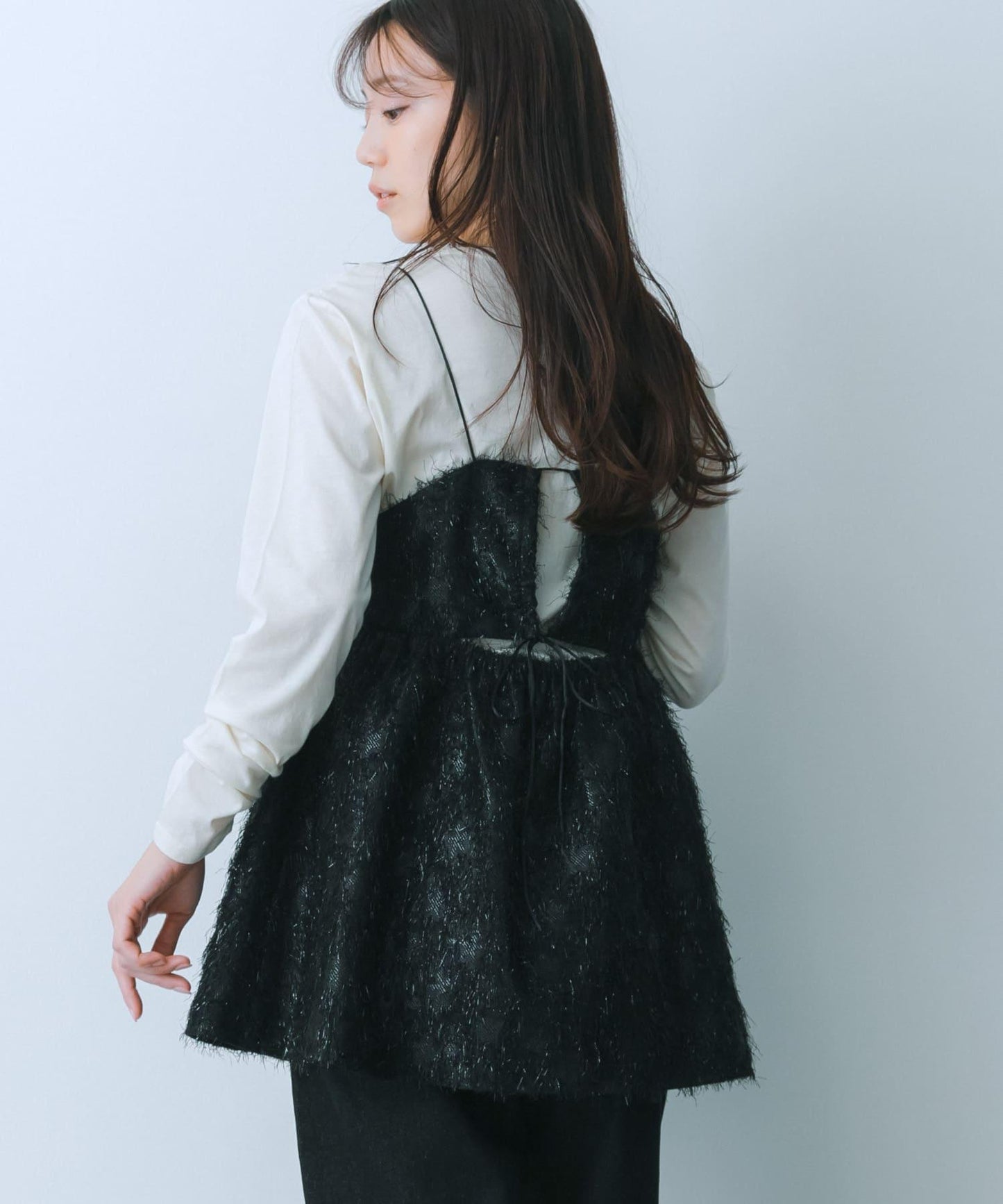 提花流蘇吊帶上衣