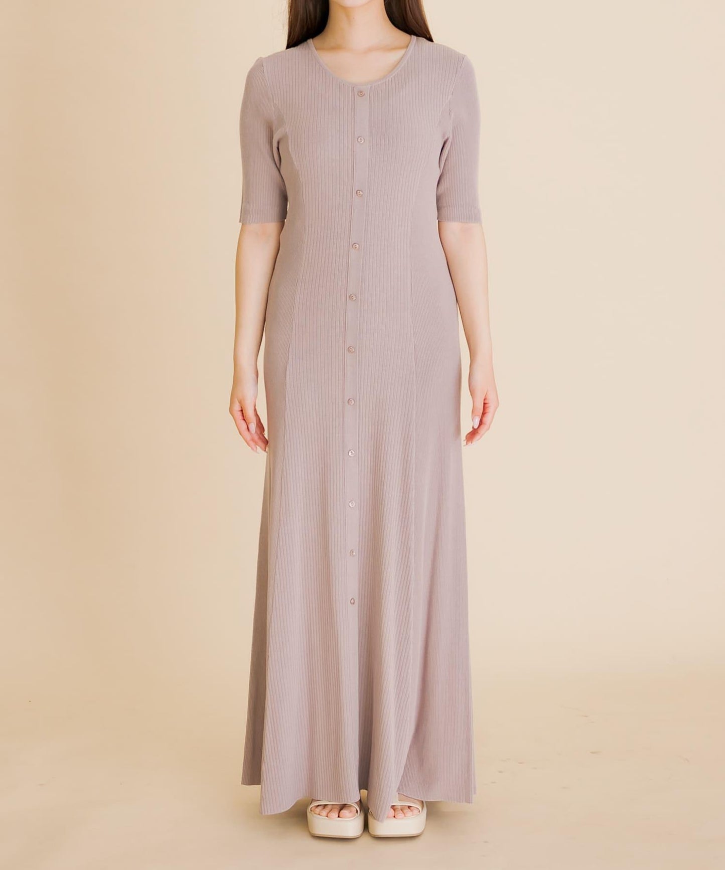 羅紋設計針織連衣裙