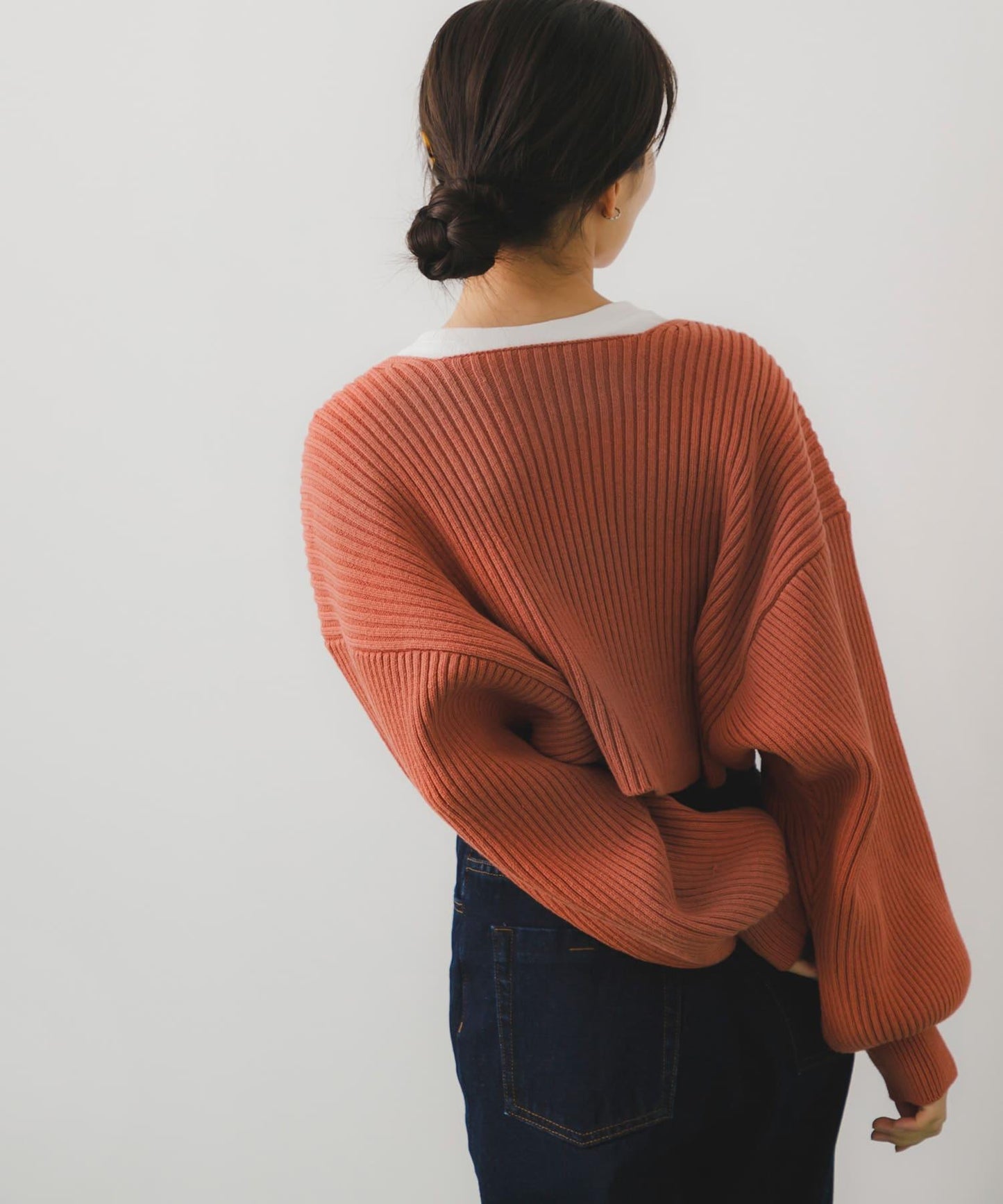 羅紋針織開衫披肩