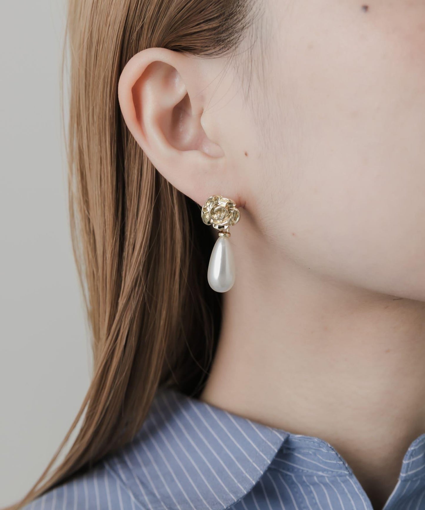 花朵水滴珍珠耳環