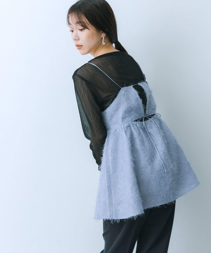 提花流蘇吊帶上衣