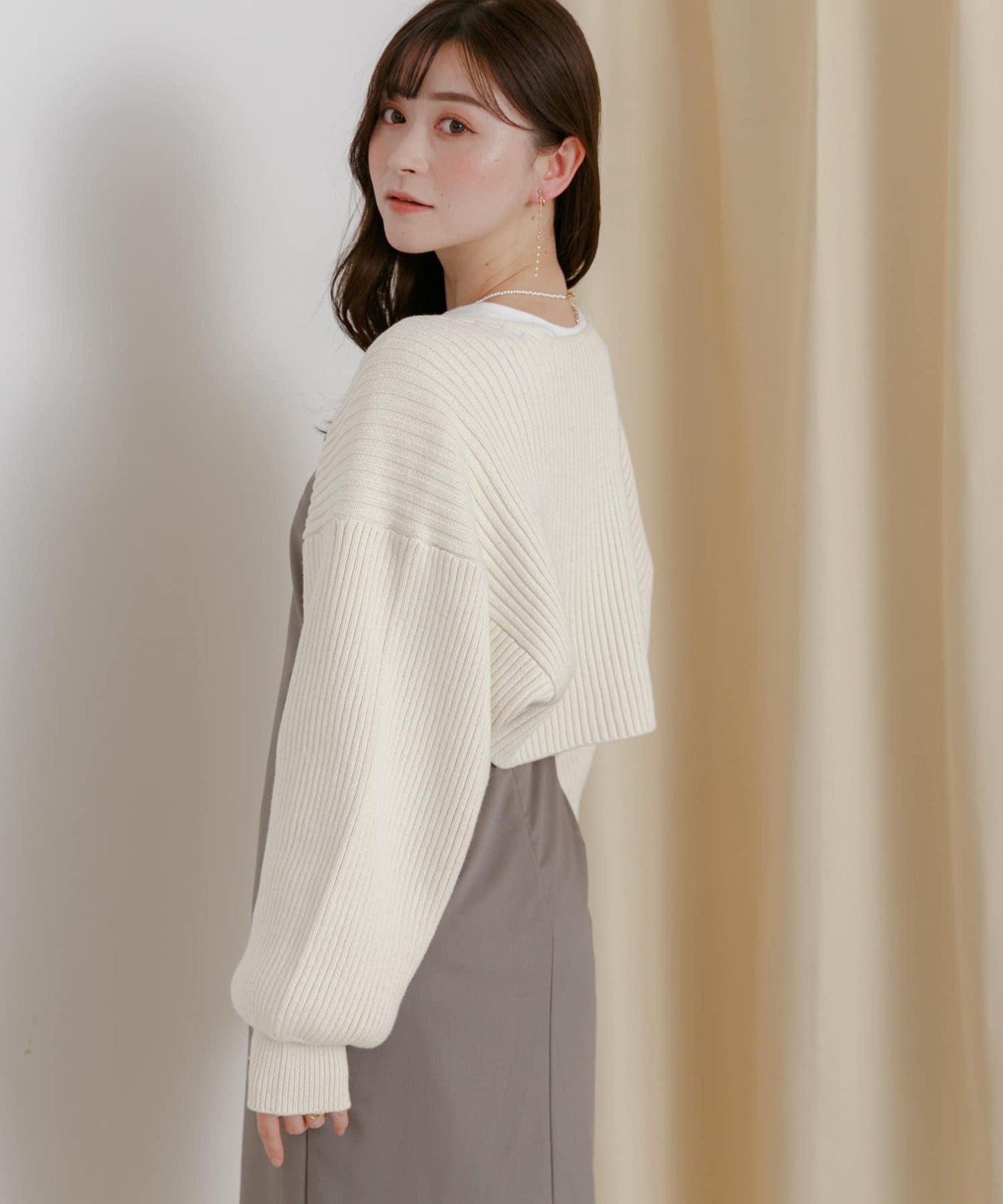 羅紋針織開衫披肩