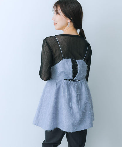 提花流蘇吊帶上衣