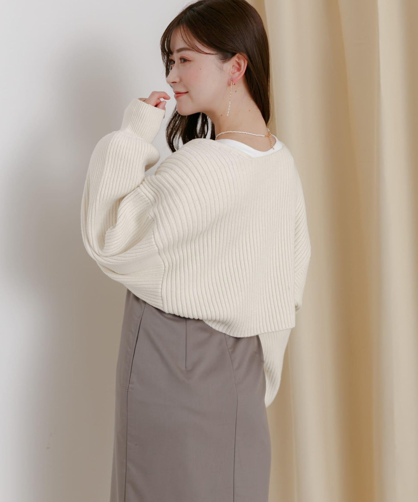 羅紋針織開衫披肩