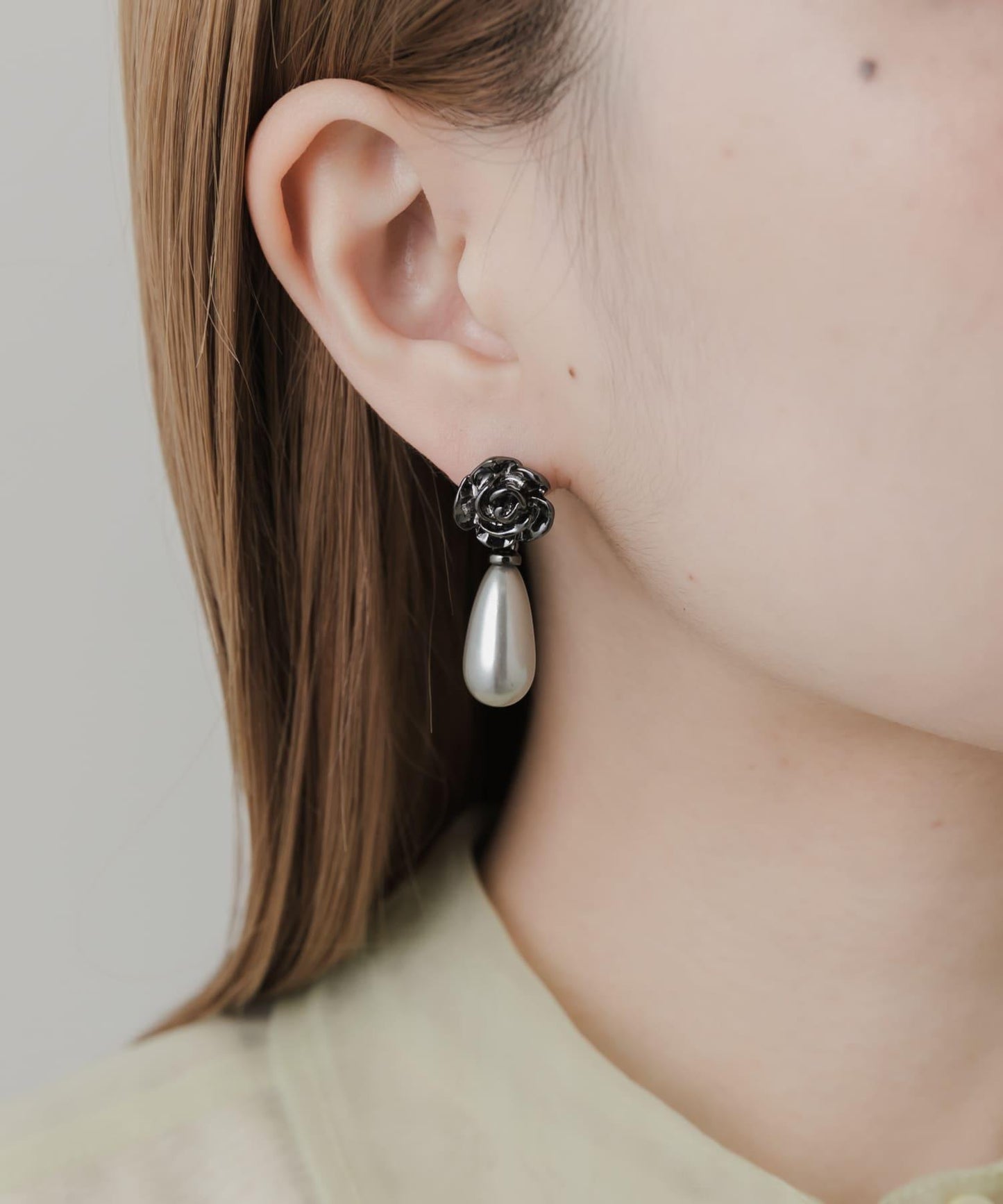 花朵水滴珍珠耳環