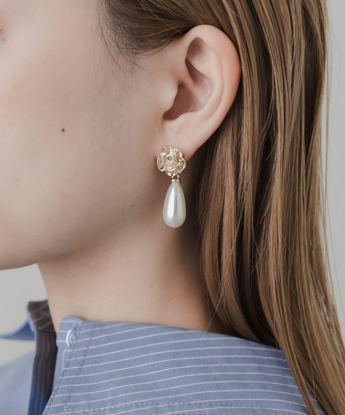 花朵水滴珍珠耳環