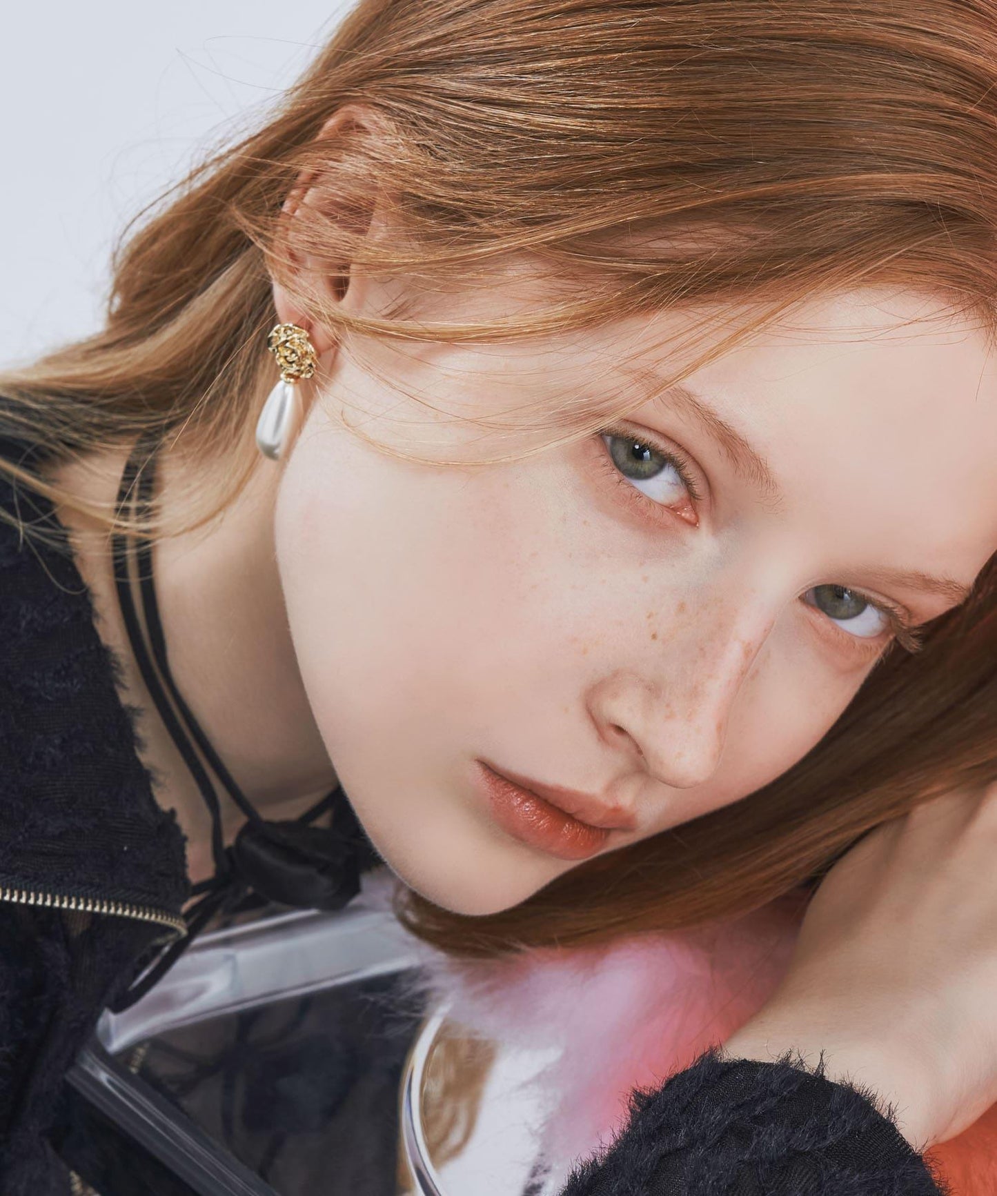 花朵水滴珍珠耳環