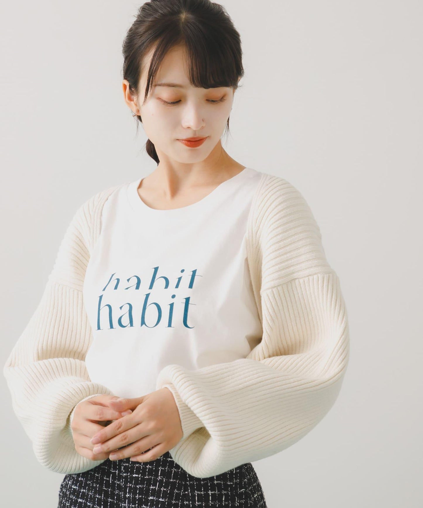 羅紋針織開衫披肩