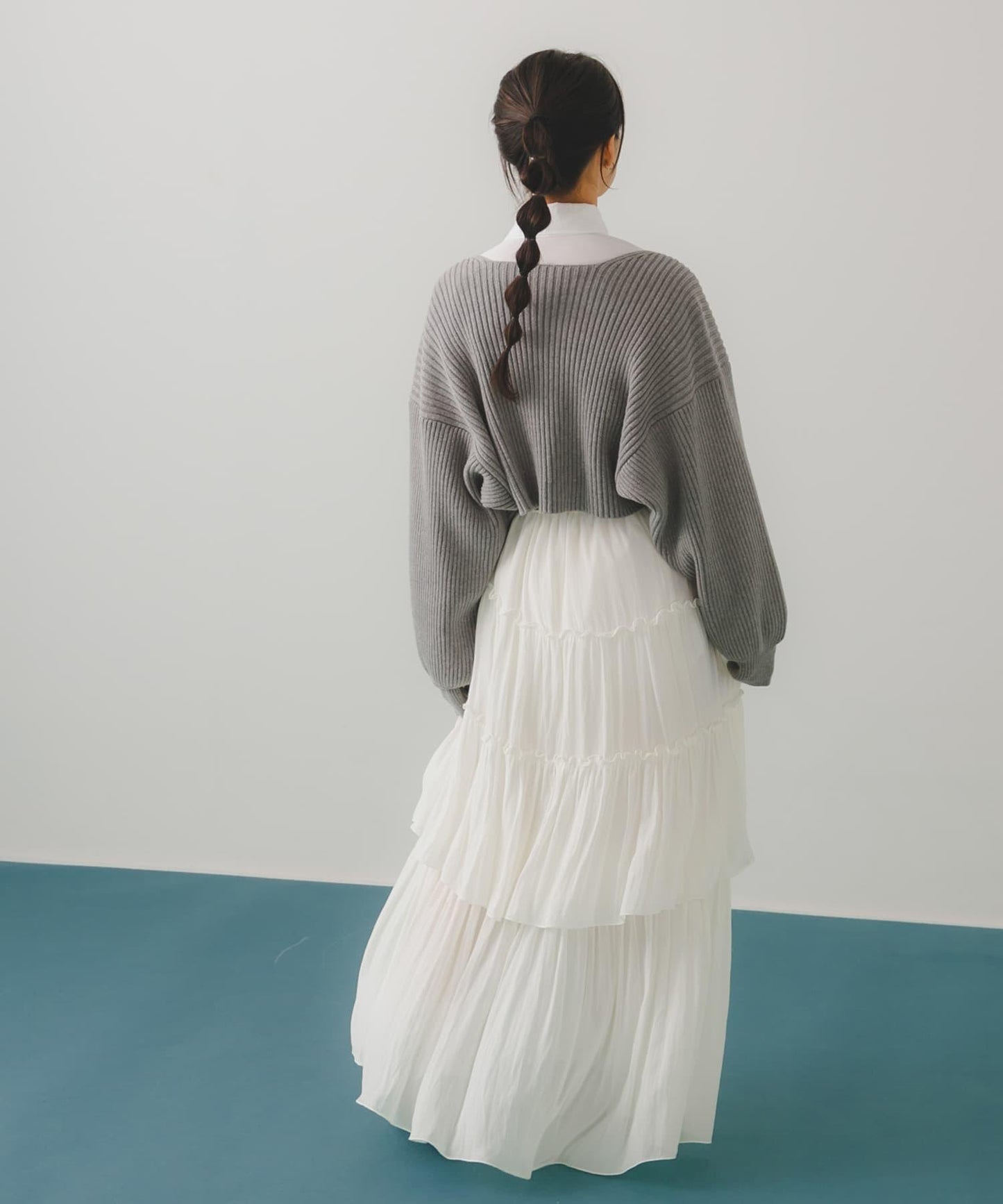 羅紋針織開衫披肩