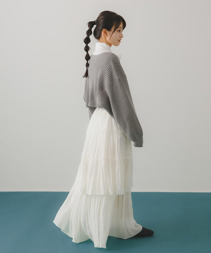 羅紋針織開衫披肩