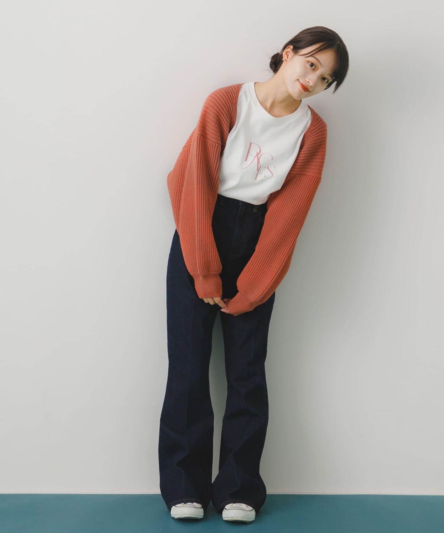 羅紋針織開衫披肩