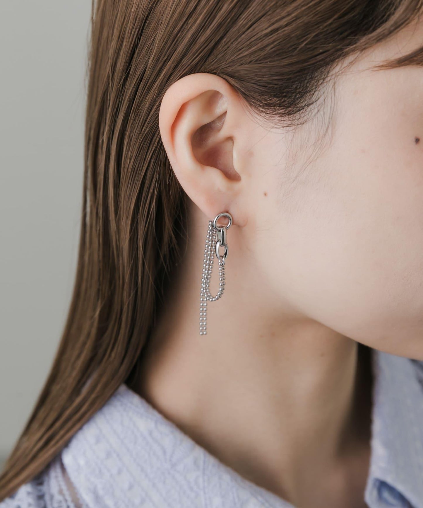 微妙金屬球鏈耳環