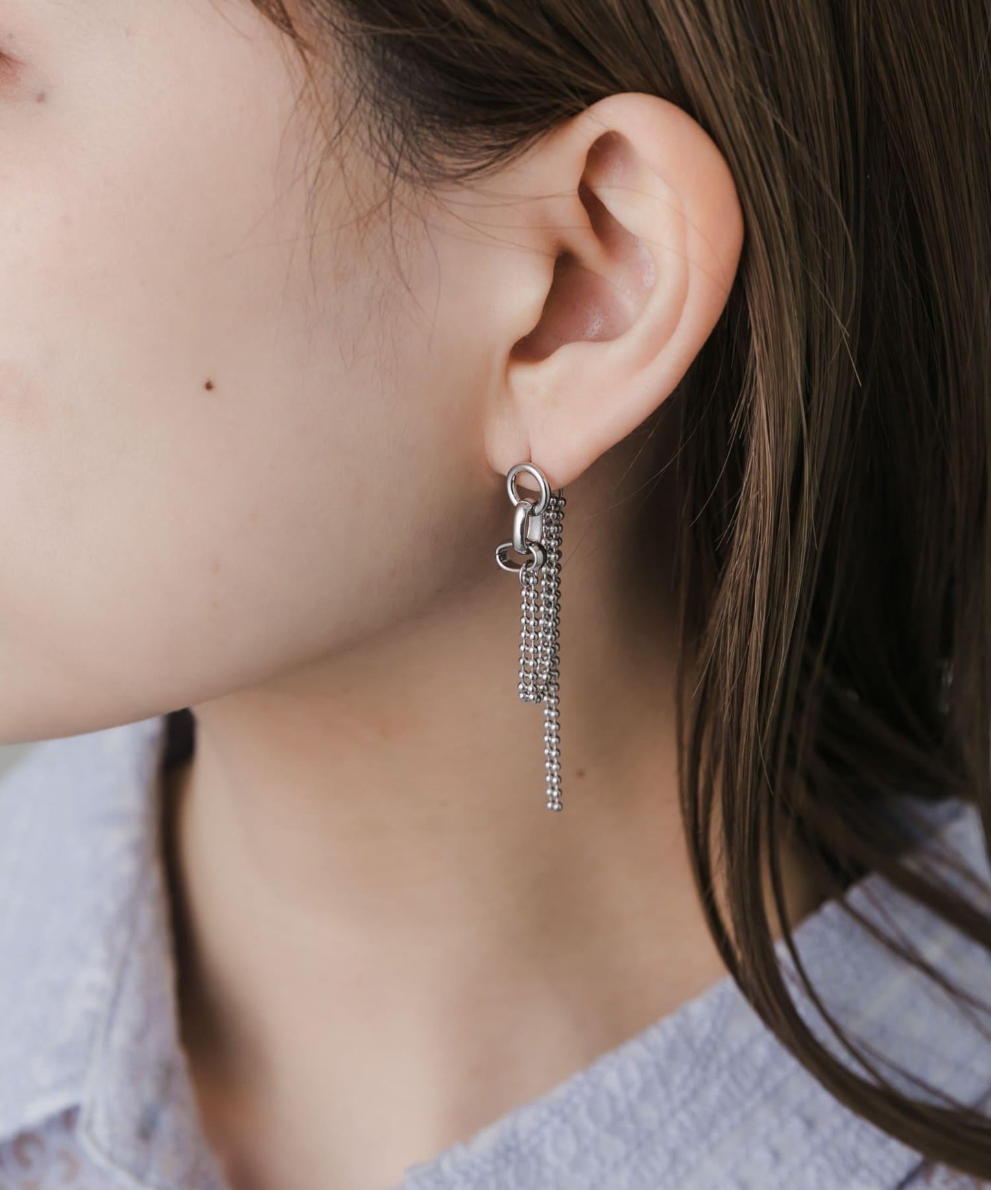 微妙金屬球鏈耳環