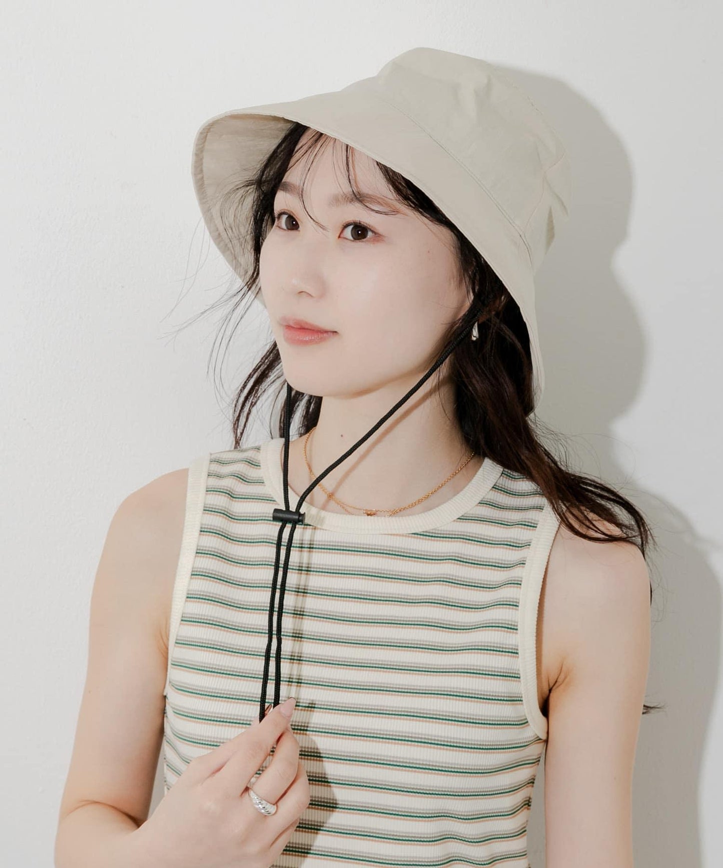 防潑水/防紫外線抽繩漁夫帽