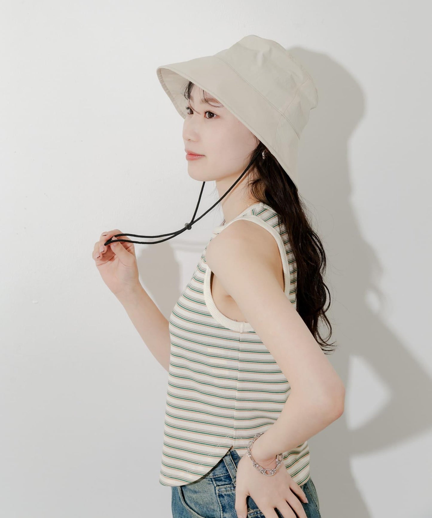 防潑水/防紫外線抽繩漁夫帽