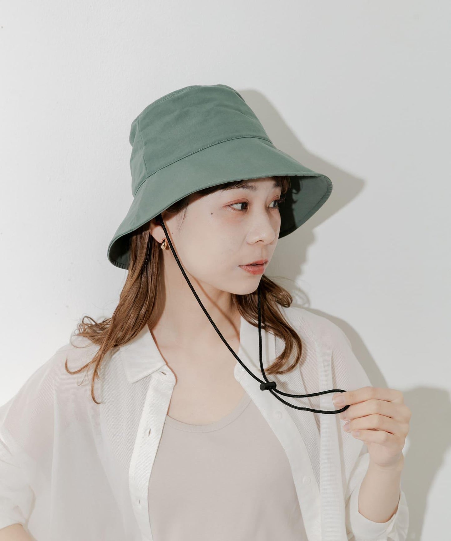 防潑水/防紫外線抽繩漁夫帽