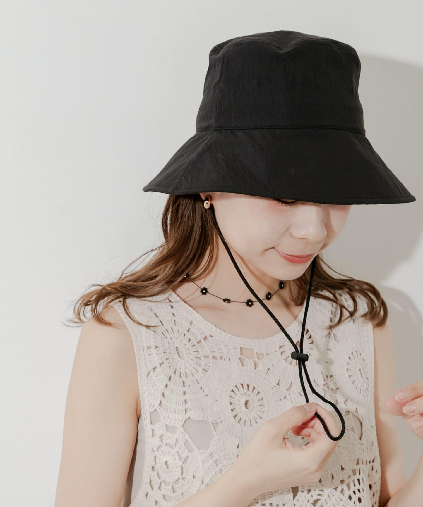 防潑水/防紫外線抽繩漁夫帽