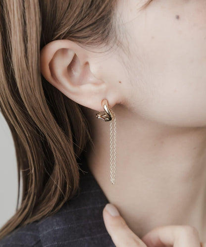 金屬質感月亮鏈條耳環