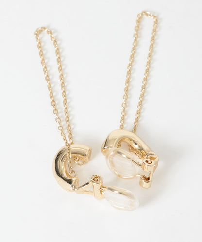 金屬質感月亮鏈條耳環